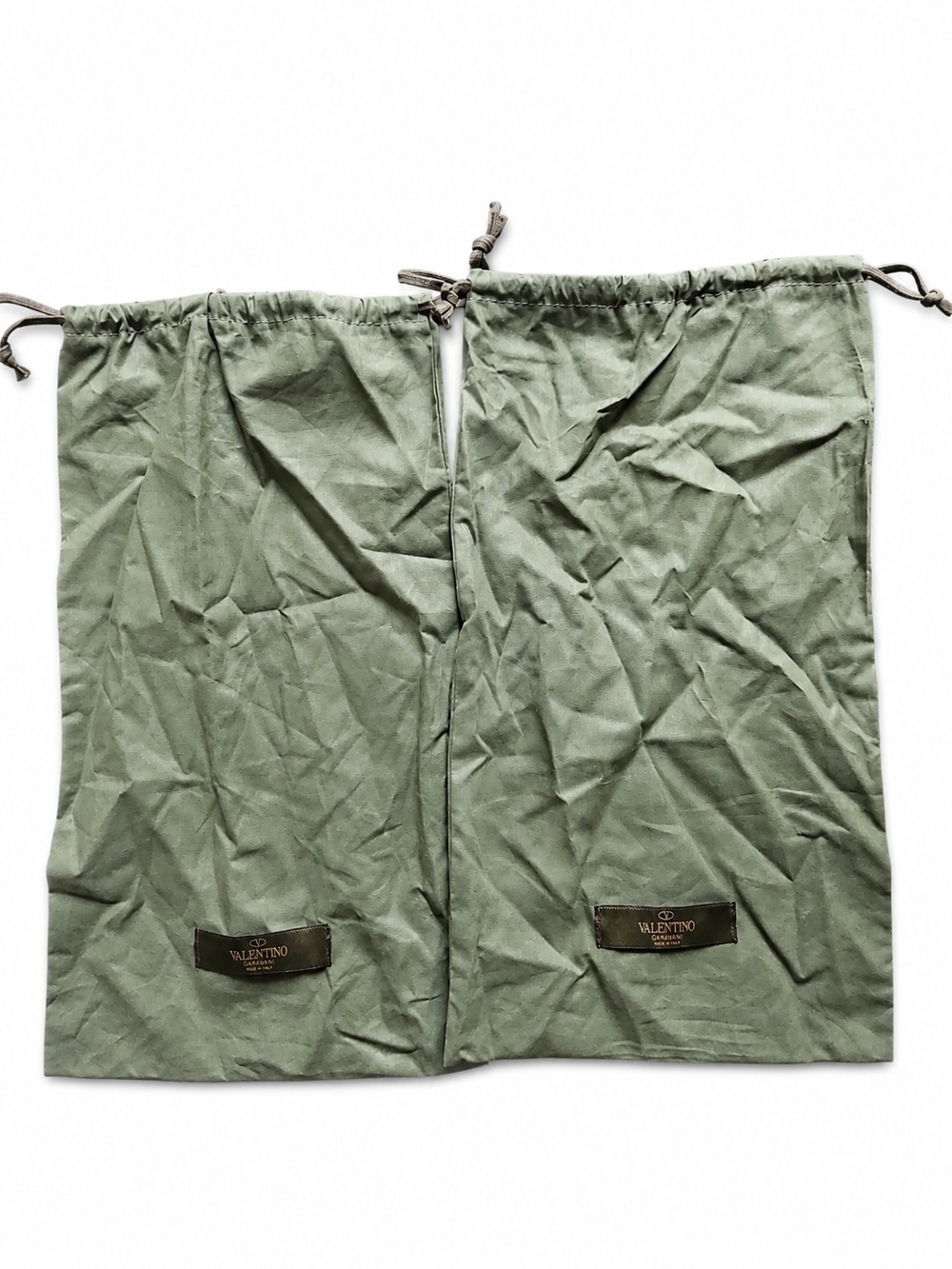 Valentino Garavani Olive Drawstring Shoe Dust Bags — Pair